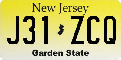 NJ license plate J31ZCQ