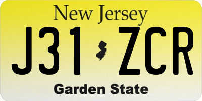 NJ license plate J31ZCR