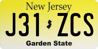 NJ license plate J31ZCS