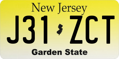 NJ license plate J31ZCT