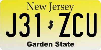NJ license plate J31ZCU