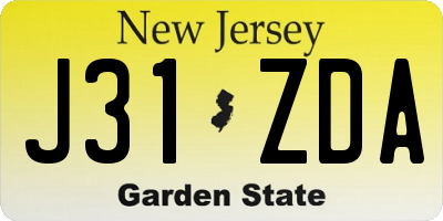 NJ license plate J31ZDA