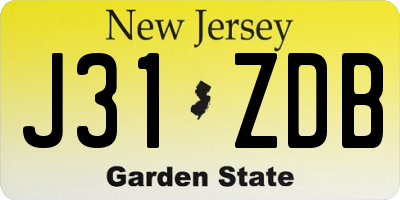 NJ license plate J31ZDB