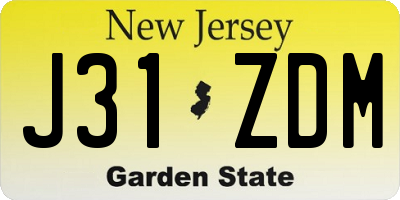 NJ license plate J31ZDM