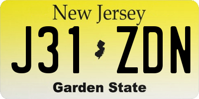 NJ license plate J31ZDN