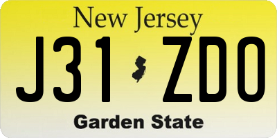 NJ license plate J31ZDO