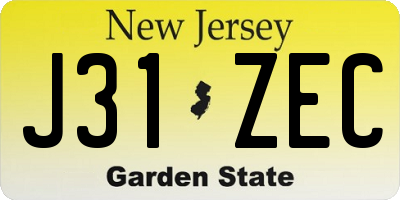 NJ license plate J31ZEC