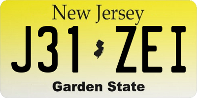 NJ license plate J31ZEI