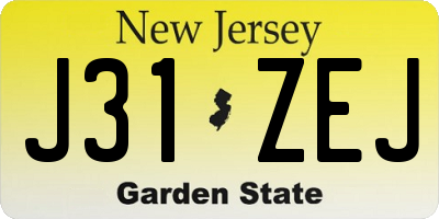NJ license plate J31ZEJ
