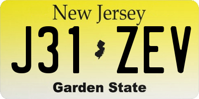 NJ license plate J31ZEV