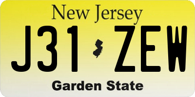NJ license plate J31ZEW