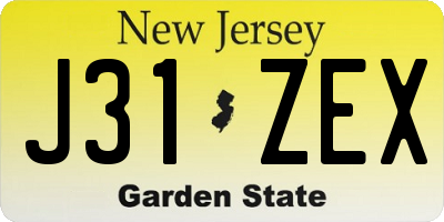 NJ license plate J31ZEX