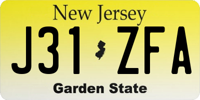NJ license plate J31ZFA