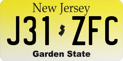 NJ license plate J31ZFC