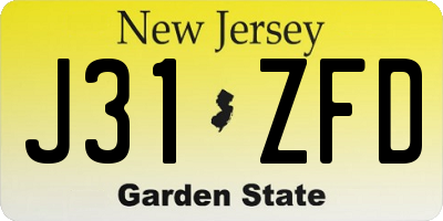 NJ license plate J31ZFD