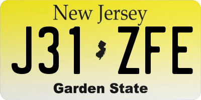 NJ license plate J31ZFE