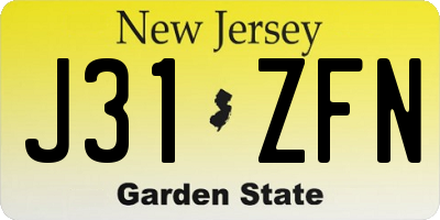 NJ license plate J31ZFN