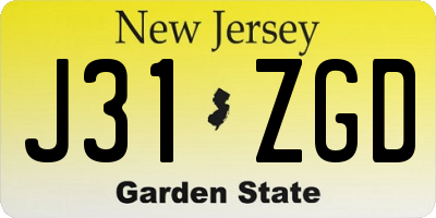 NJ license plate J31ZGD