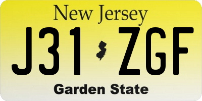 NJ license plate J31ZGF