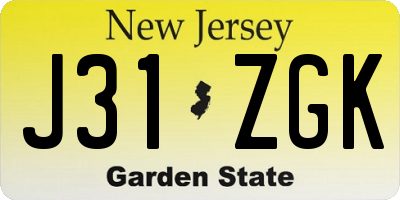 NJ license plate J31ZGK