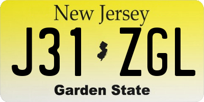 NJ license plate J31ZGL