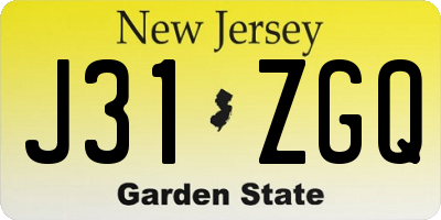 NJ license plate J31ZGQ