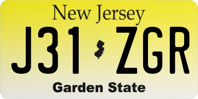 NJ license plate J31ZGR