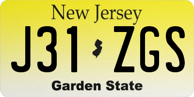 NJ license plate J31ZGS
