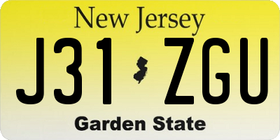 NJ license plate J31ZGU