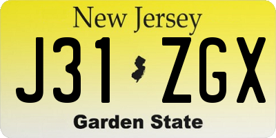 NJ license plate J31ZGX
