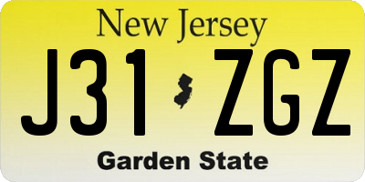 NJ license plate J31ZGZ