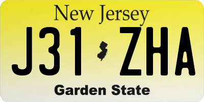 NJ license plate J31ZHA