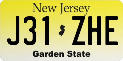 NJ license plate J31ZHE