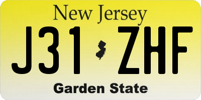 NJ license plate J31ZHF