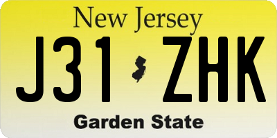 NJ license plate J31ZHK