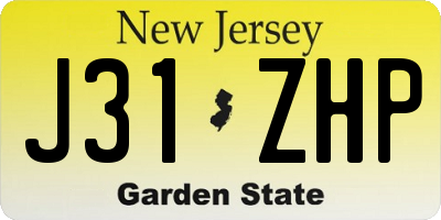 NJ license plate J31ZHP