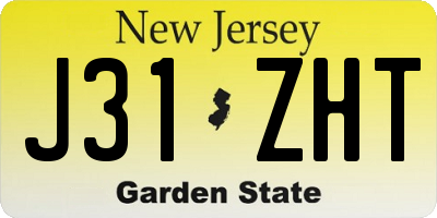NJ license plate J31ZHT