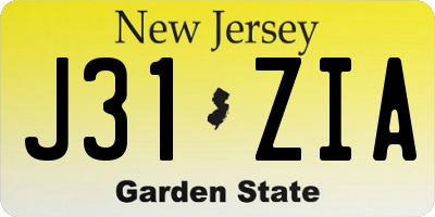 NJ license plate J31ZIA