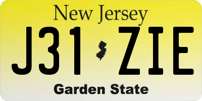NJ license plate J31ZIE