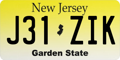 NJ license plate J31ZIK