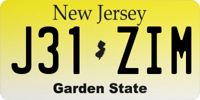 NJ license plate J31ZIM