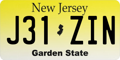 NJ license plate J31ZIN