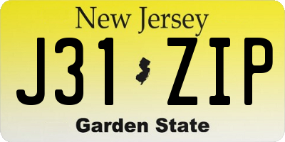 NJ license plate J31ZIP