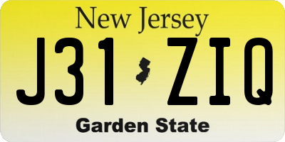 NJ license plate J31ZIQ