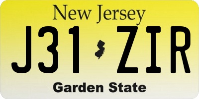 NJ license plate J31ZIR