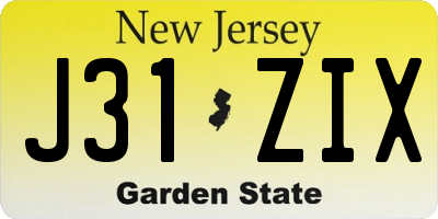 NJ license plate J31ZIX