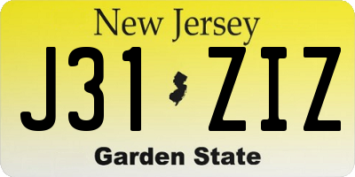 NJ license plate J31ZIZ
