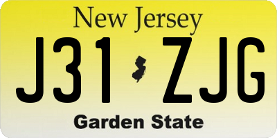 NJ license plate J31ZJG