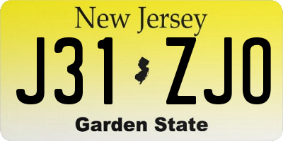 NJ license plate J31ZJO