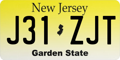 NJ license plate J31ZJT
